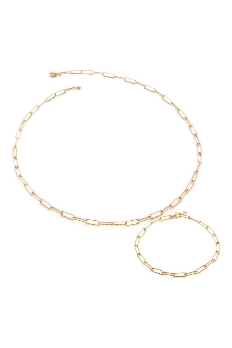 Alta Textured Chain Necklace & Bracelet Set, Main, color, 18K GOLD VERMEIL