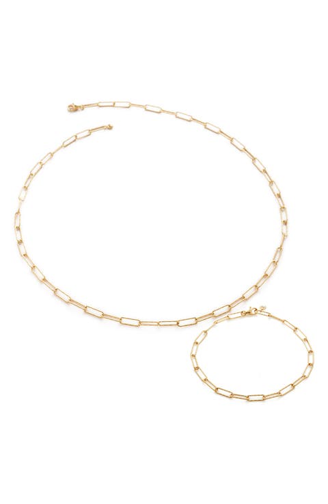 Alta Textured Chain Necklace & Bracelet Set