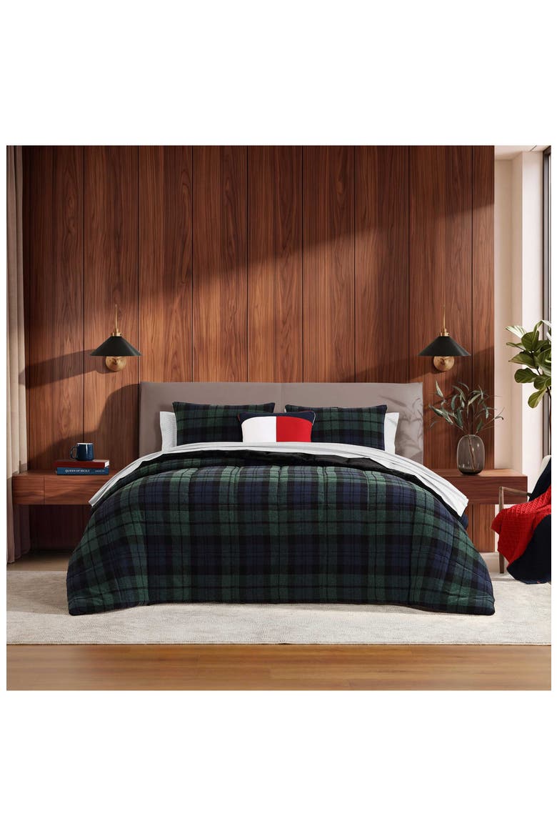 Edinburgh Tartan 2-Piece Comforter Set, Alternate, color, NAVY BLUE-BLACK