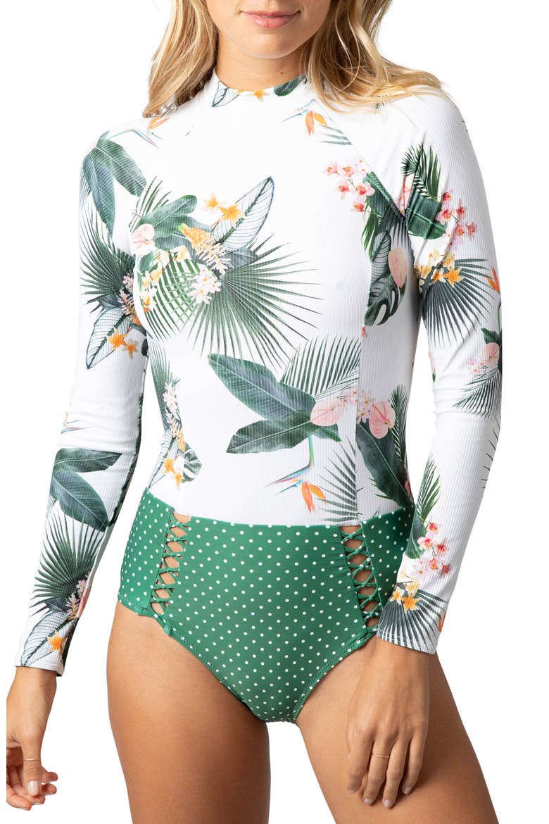 Morning Sky Surfsuit, Main, color, GREEN