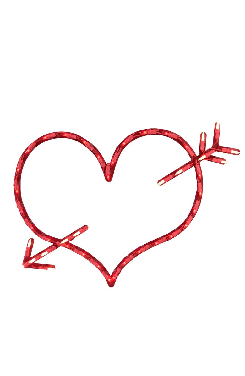 Northlight Lighted Heart and Arrow Valentine's Day Window Silhouette - 17" - Red, Main, color, Red