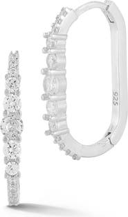 GLAZE JEWELRY Cubic Zirconia Oval Hoop Earrings