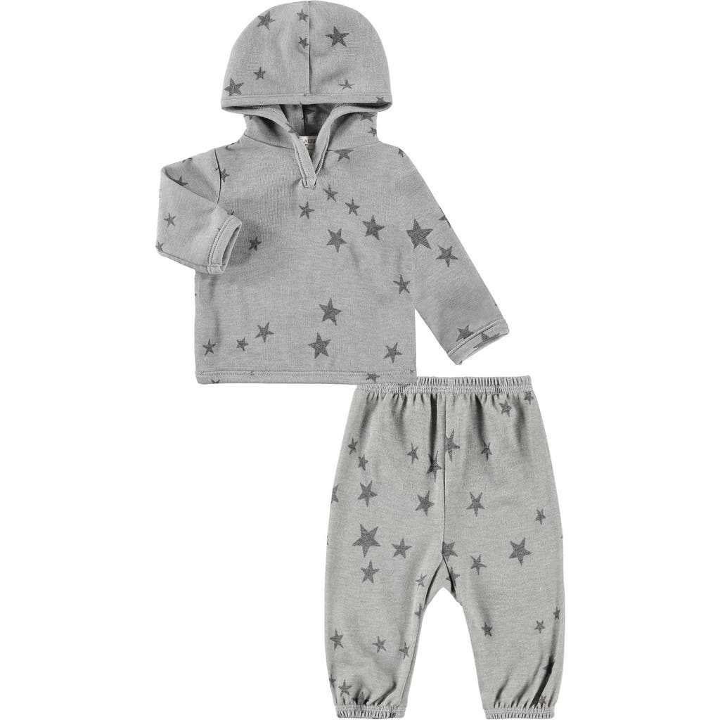 Paigelauren Kids' Star Print Fleece Hoodie & Pants Lounge Set In Gray