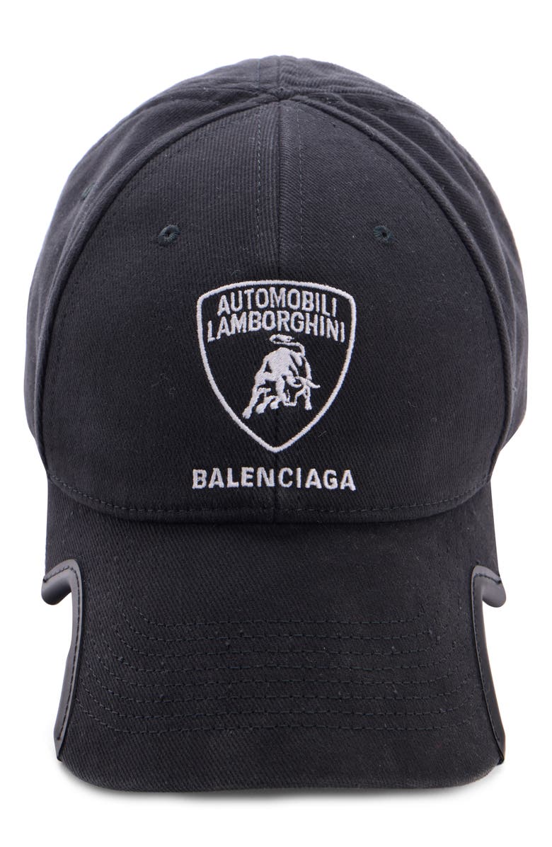 Balenciaga x Automobili Lamborghini Logo Embroidered Adjustable Baseball Cap, Alternate, color, 1000 Black