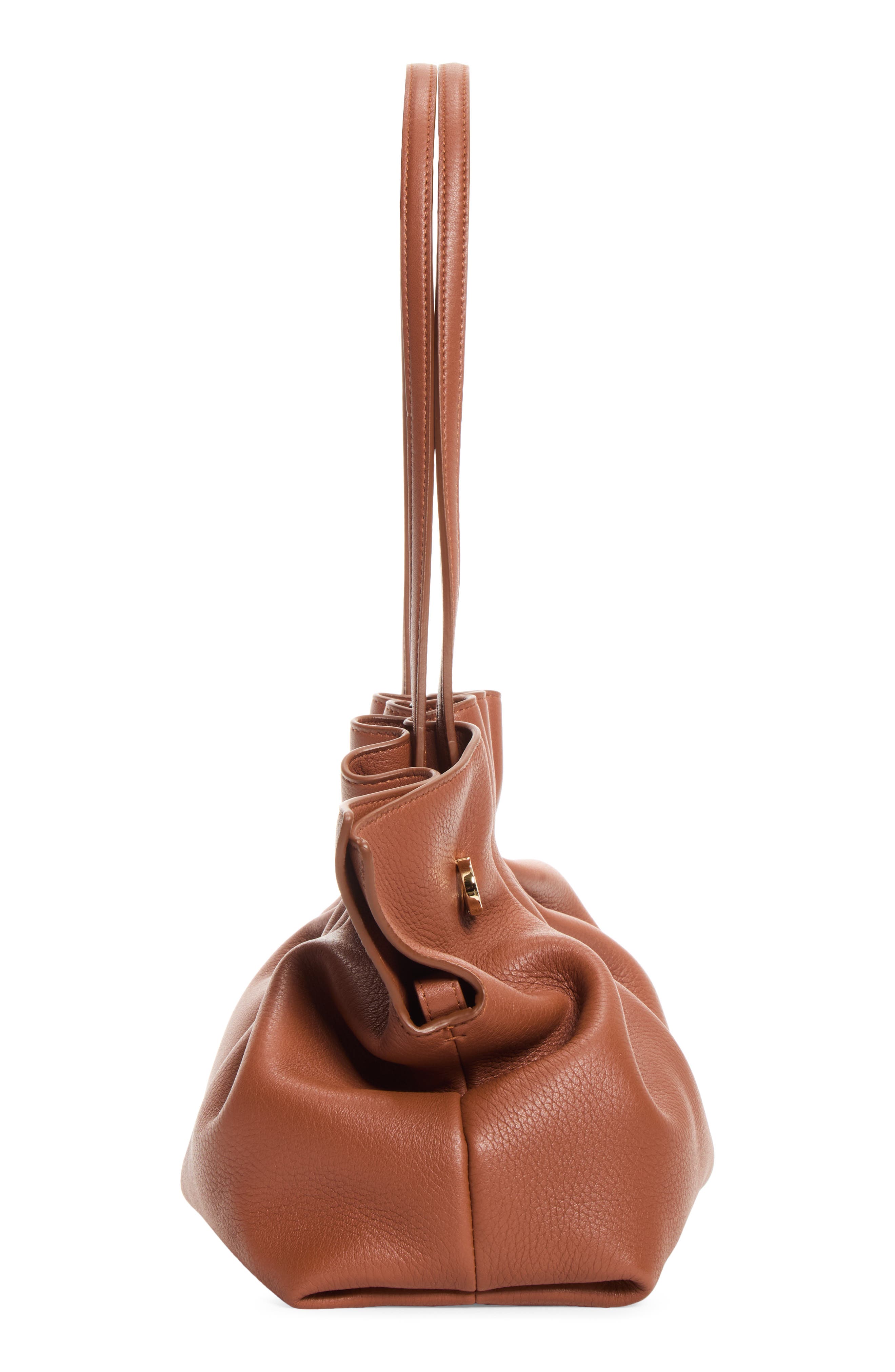 Soft Medium Leather Shoulder Bag, Alternate, color, NEW COGNAC
