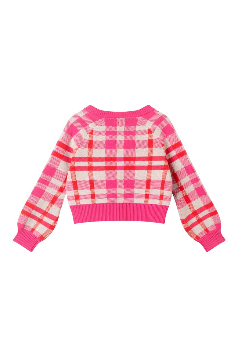 Kids' Plaid Cotton Cardigan, Alternate, color, PINK PLAID