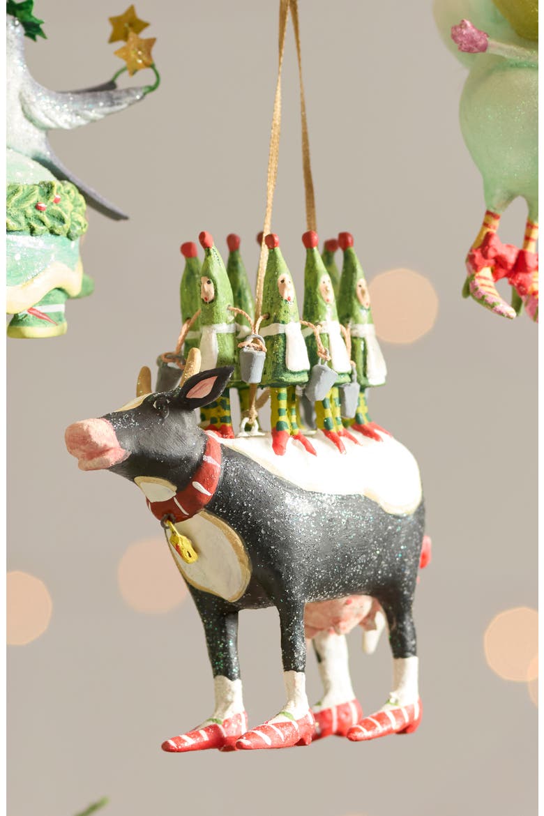 Patience Brewster 12 Days Eight Maids a-Milking Ornament, Alternate, color, BLACK