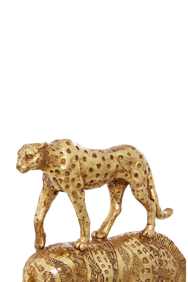 Goldtone Polystone Safari Animal Sculpture, Alternate, color, GOLD