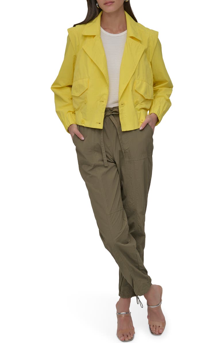 DKNY Crop Trench Jacket, Alternate, color, Daffodil