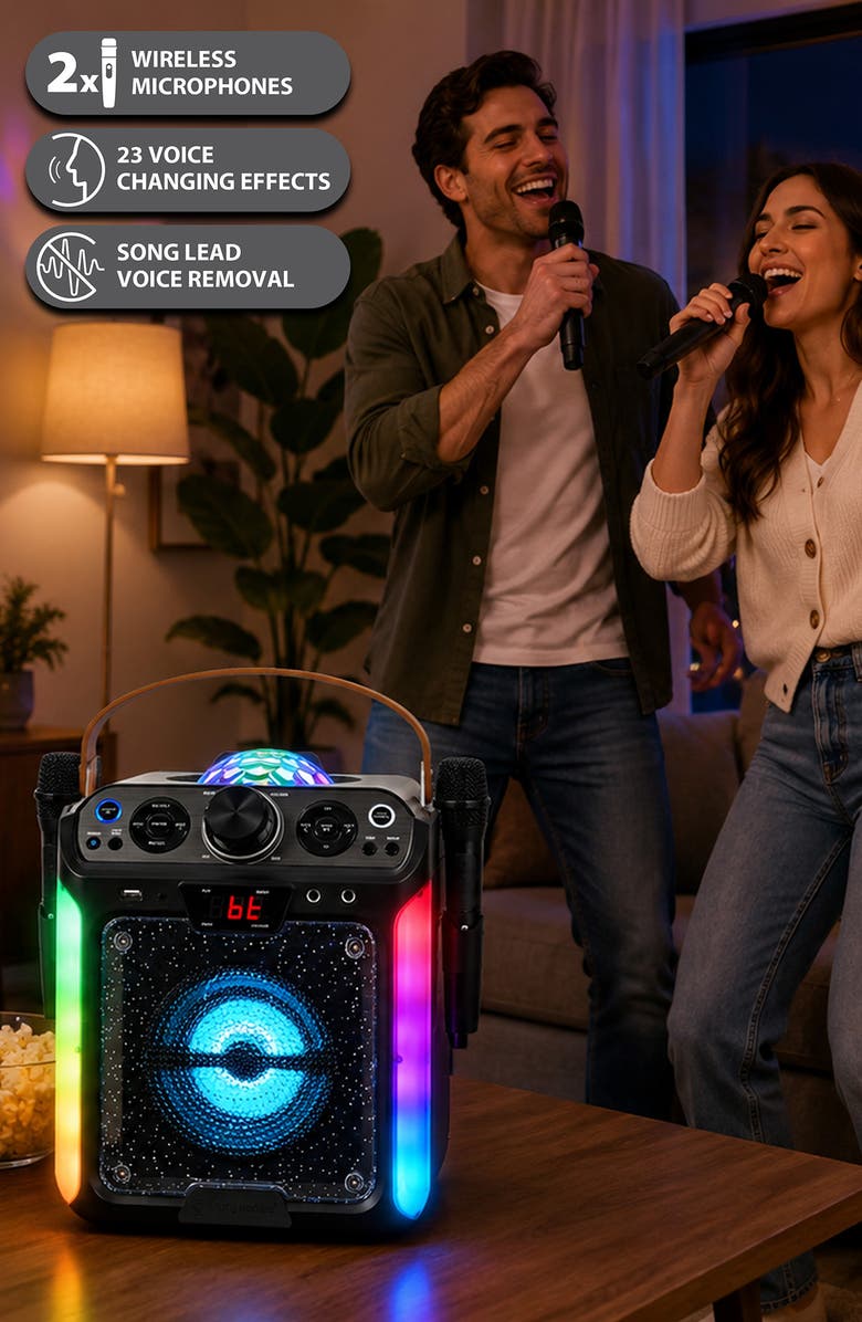 Singing Machine Groove Disco Bluetooth Karaoke Machine with Disco Ball & LED Lights, Alternate, color, Black
