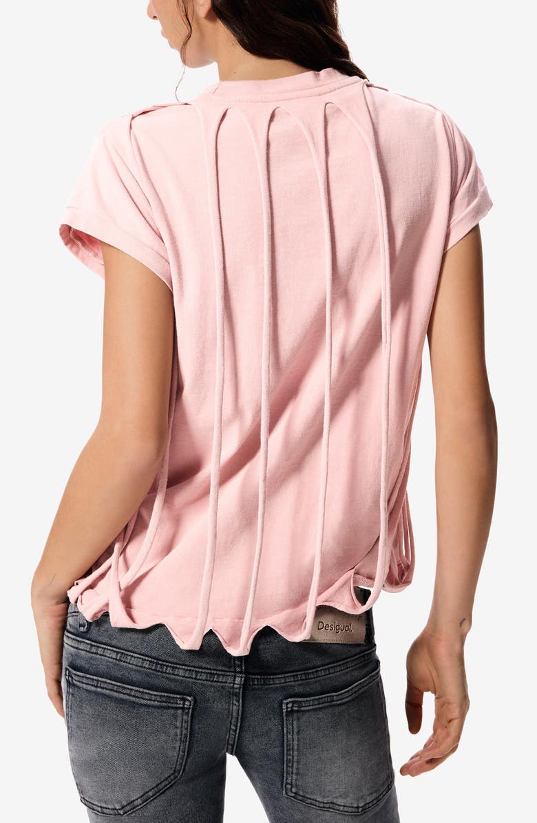 Desigual Slit Overlay T-Shirt, Alternate, color, Light Pink
