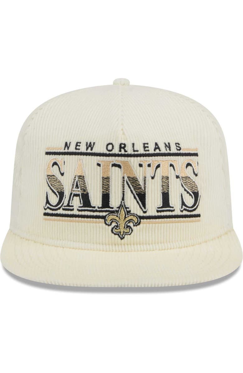 New Era Men's New Era Cream New Orleans Saints Throwback Corduroy Golfer Snapback Hat, Alternate, color,