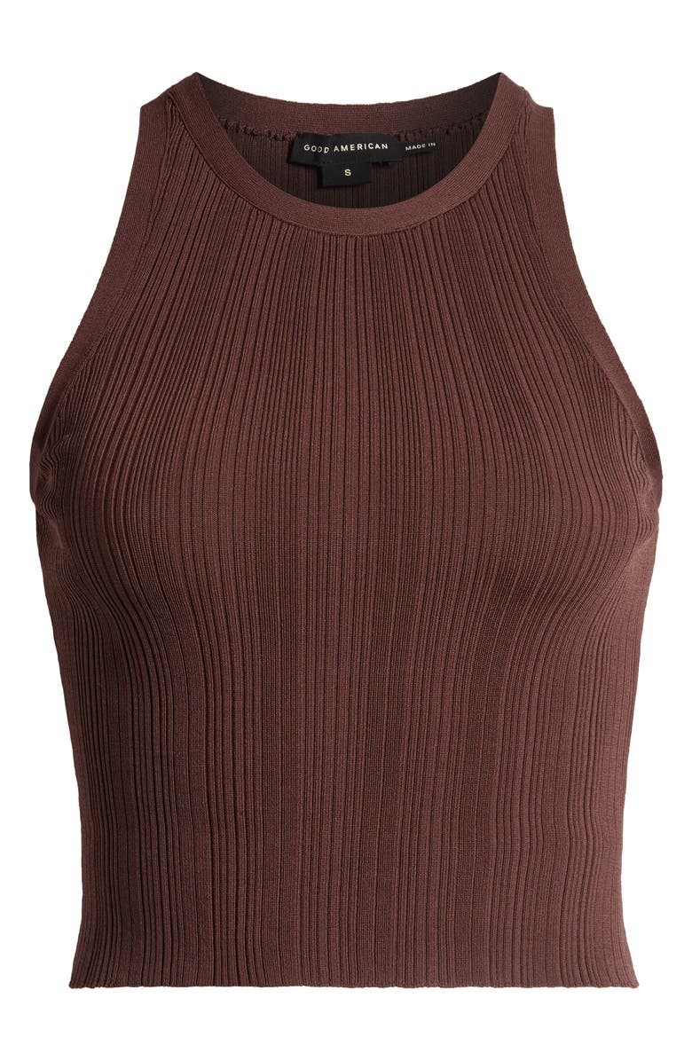 Good American Ribbed Crop Tank, Alternate, color, Espresso