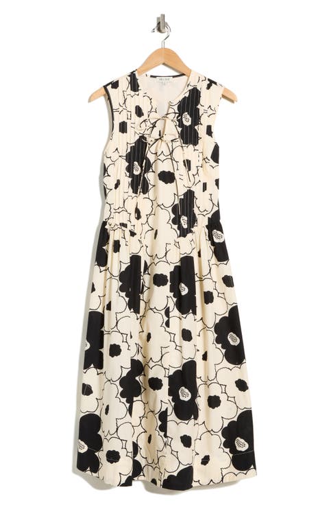 Tie Front Pleated Maxi Dress