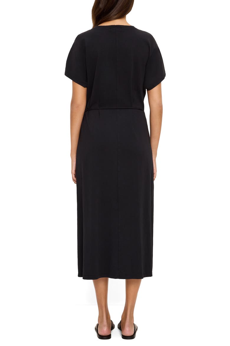 Evangeline Cotton Jersey Midi Dress, Alternate, color, BLACK
