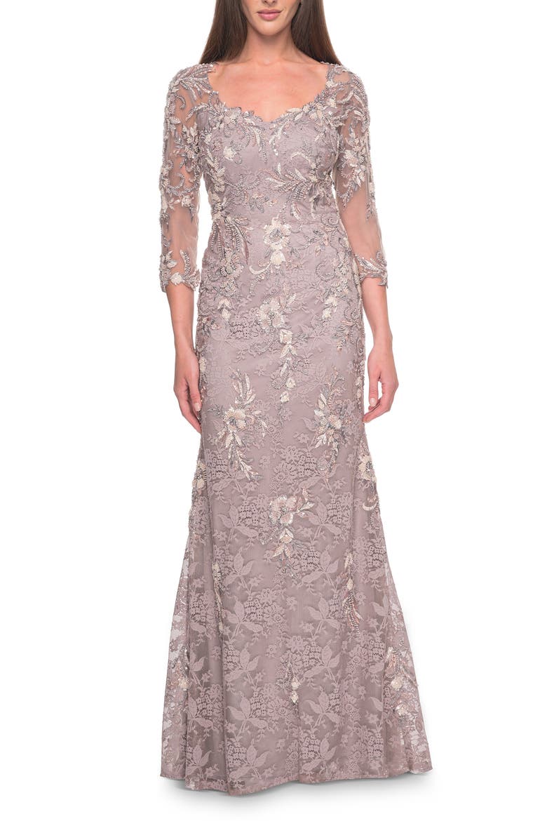 Stunning Beaded Lace Mother of the Bride Gown, Main, color, Dusty Mauve