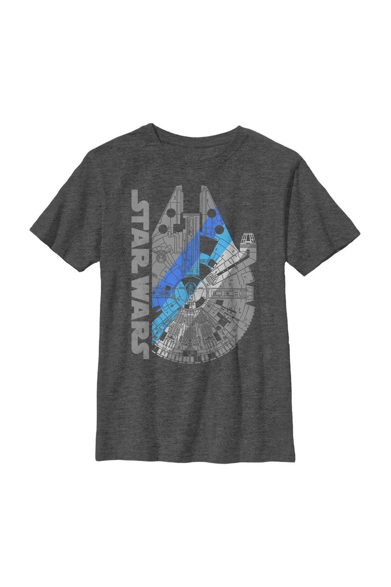 Boy's Star Wars Millennium Falcon Shadow  Graphic T-Shirt, Main, color, Charcoal Heather