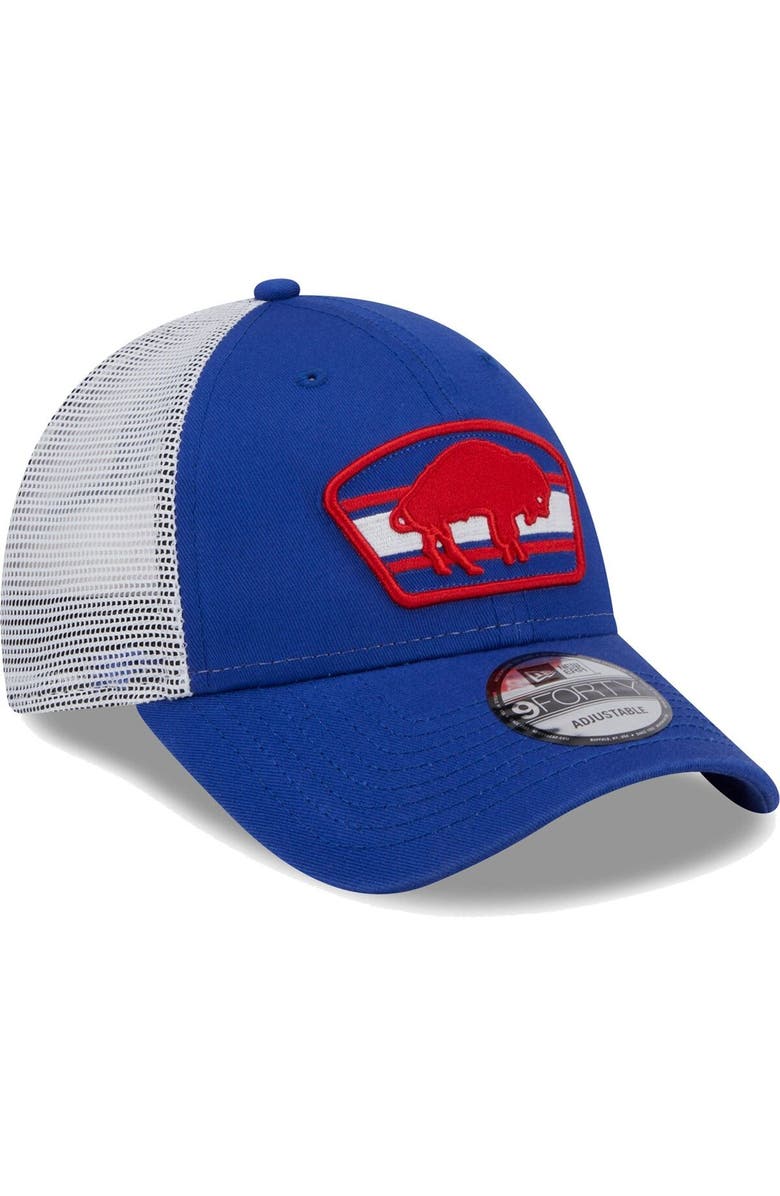 New Era Men's New Era Royal/White Buffalo Bills Logo Patch Trucker 9FORTY Snapback Hat, Alternate, color, 