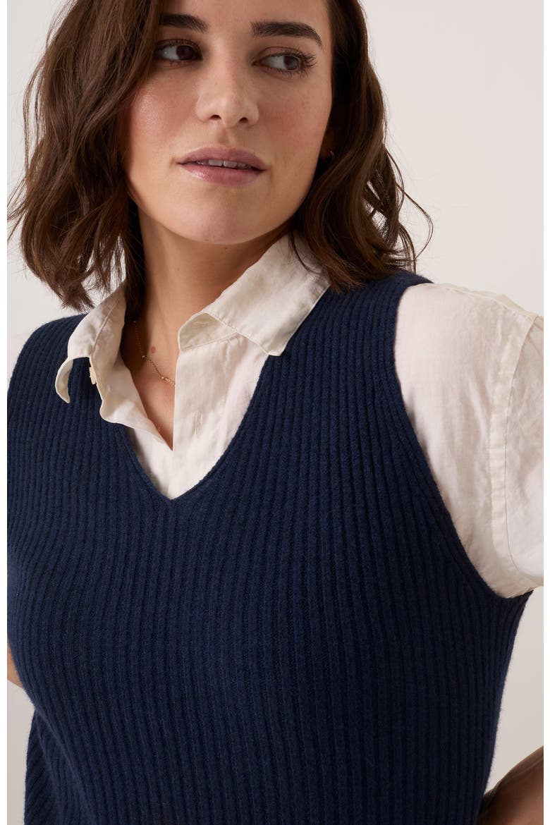 Ribbed V-Neck Tank Top, Alternate, color, Navy