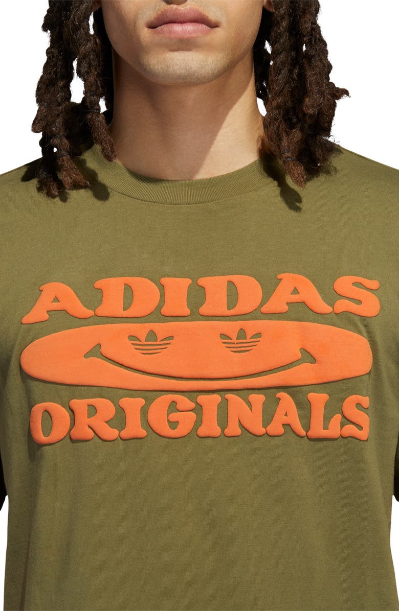 adidas Originals Smile Graphic Tee, Alternate, color, Focus Olive