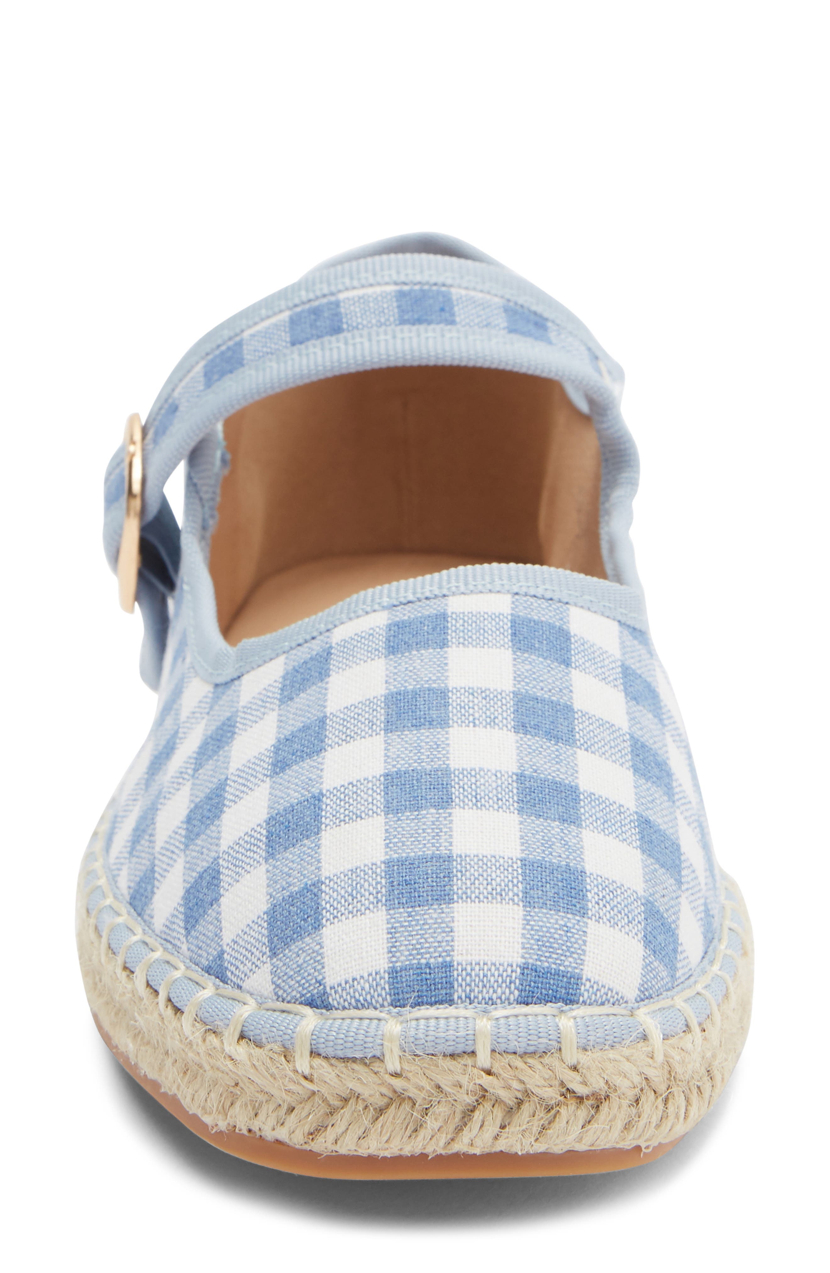 TOP MODA Fallon Gingham Mary Jane Flat, Alternate, color, Blue Canvas