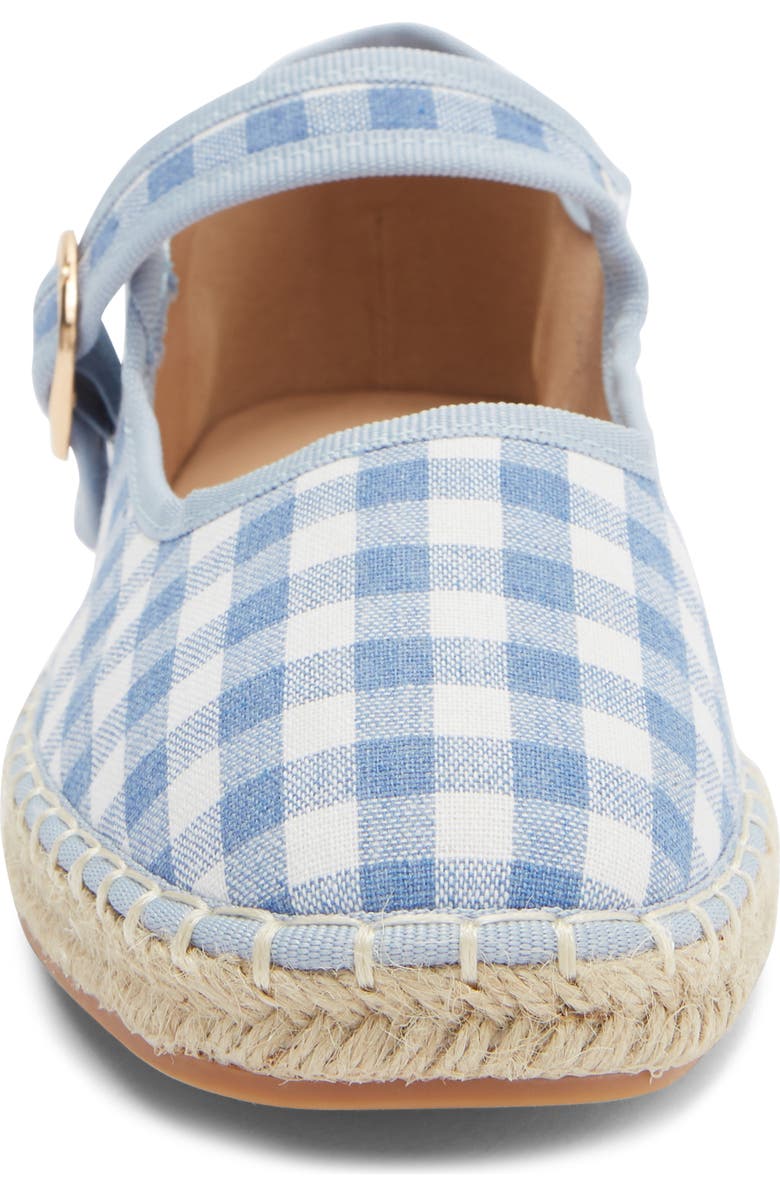 TOP MODA Fallon Gingham Mary Jane Flat, Alternate, color, Blue Canvas