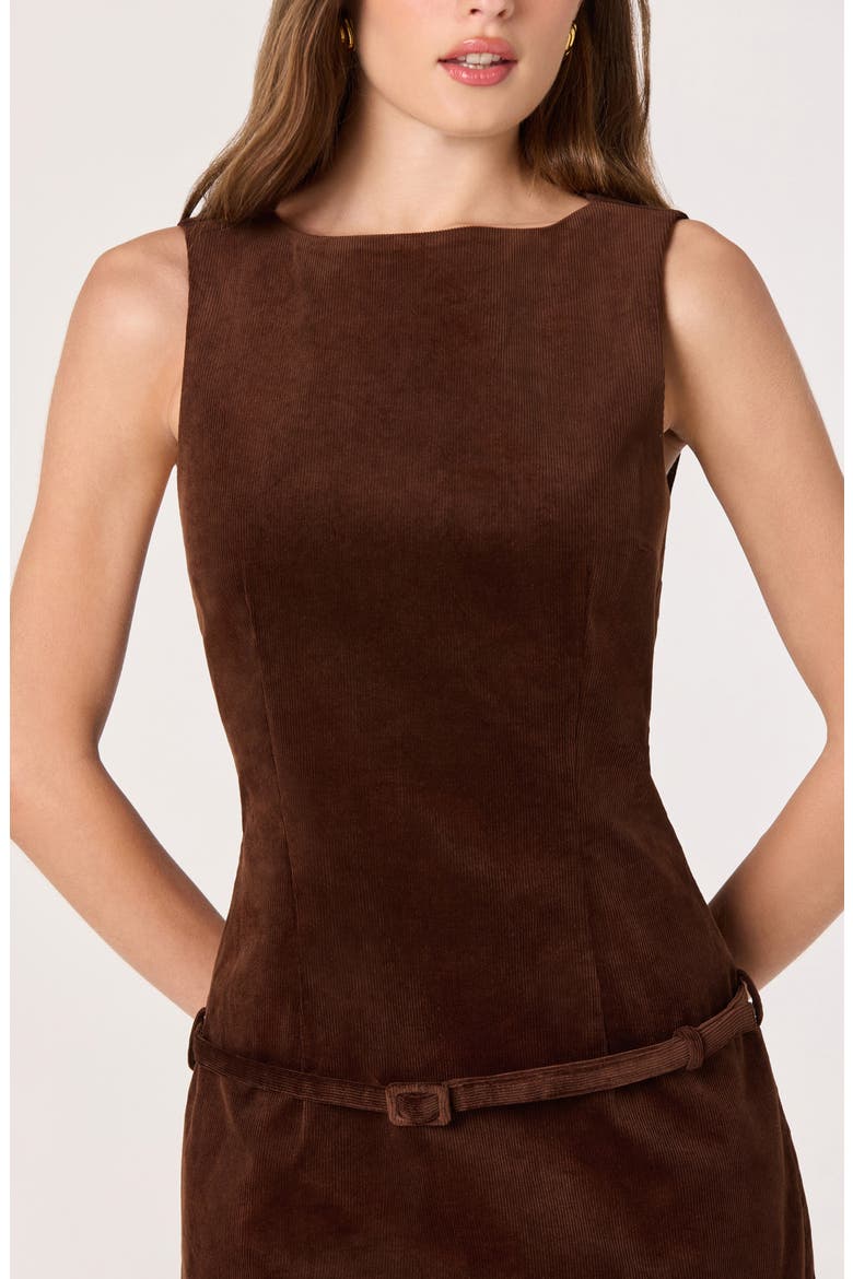 Sleeveless Corduroy Minidress, Alternate, color, CAMEL