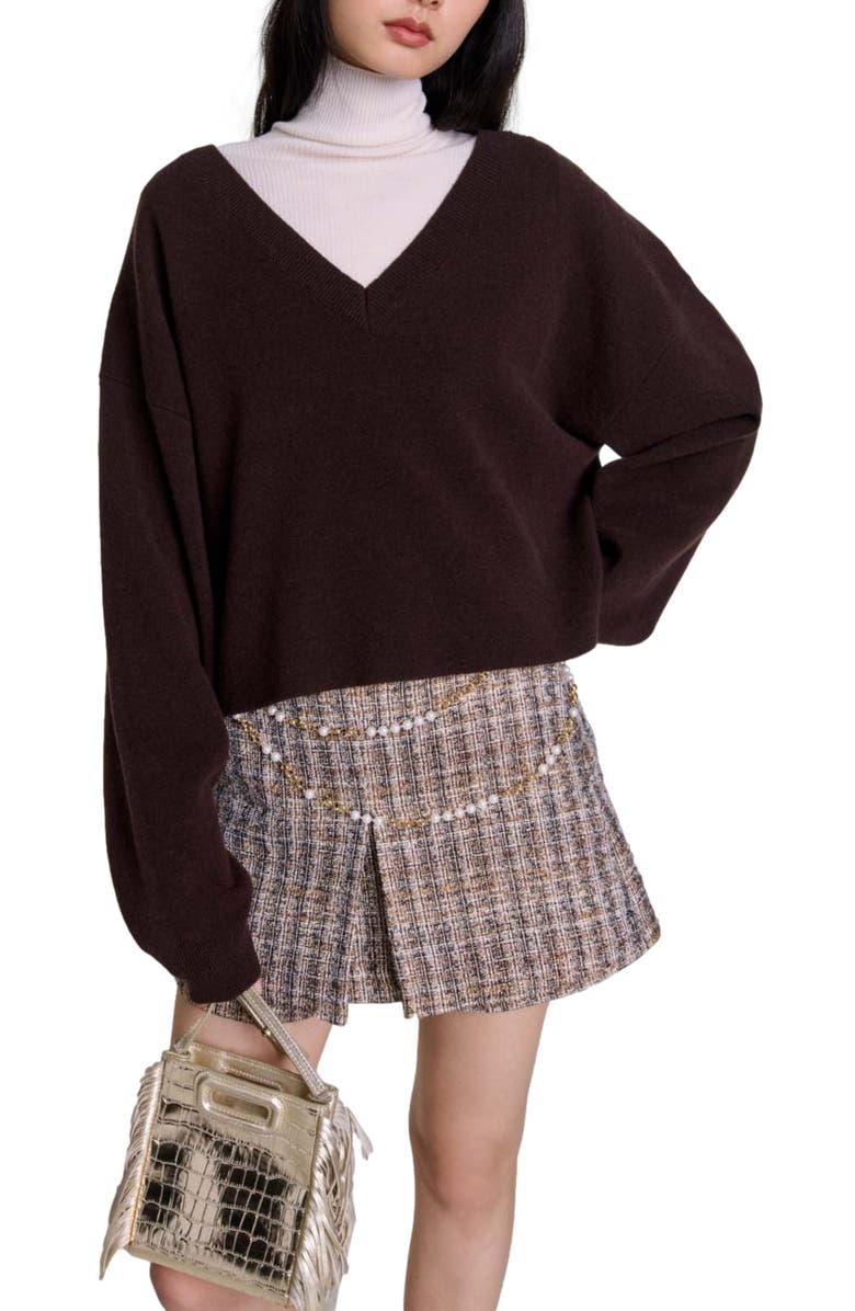 maje V-neck sweater, Alternate, color, 