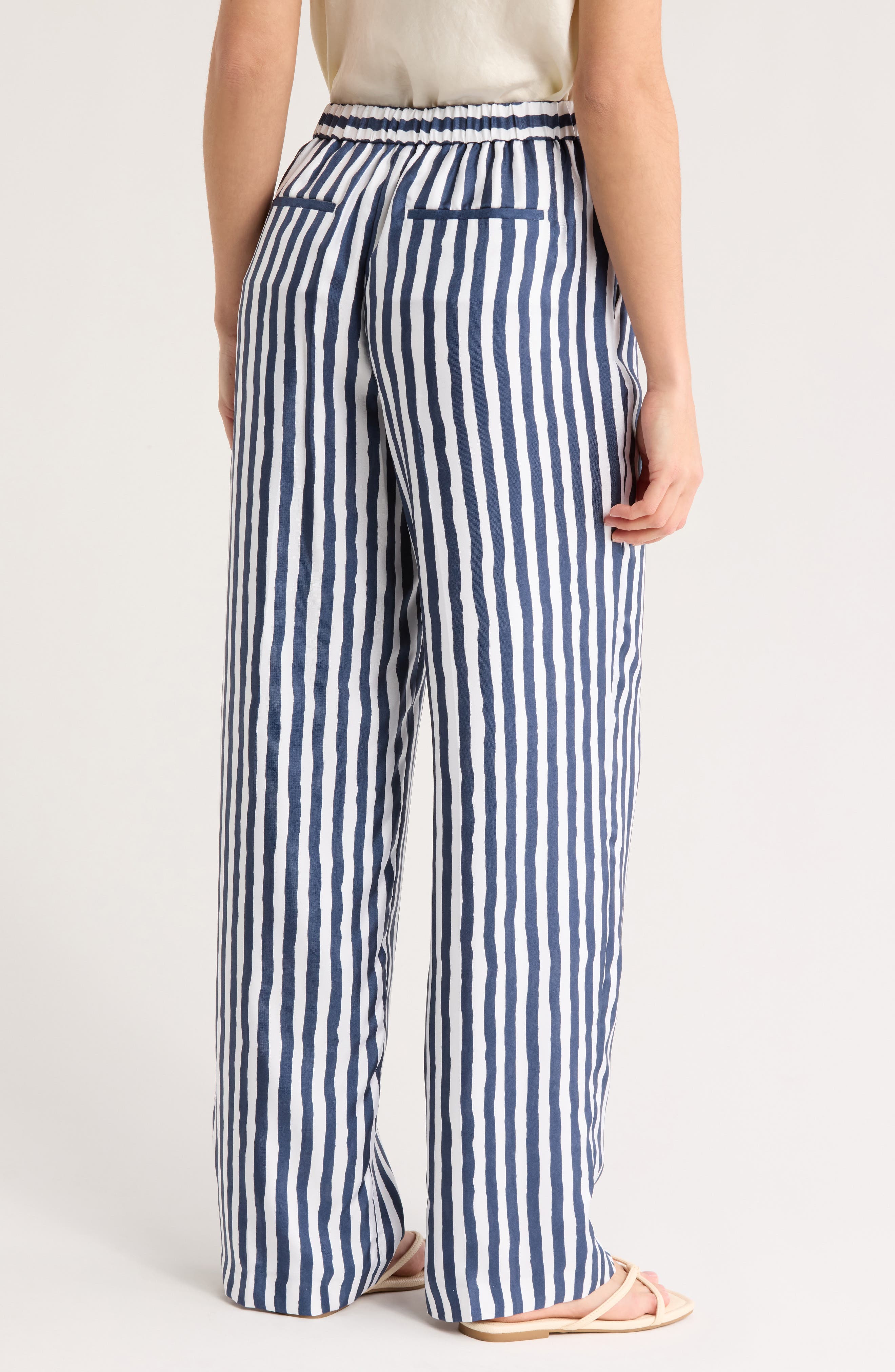 Relax Stripe Silk Pull-On Pants - image 4