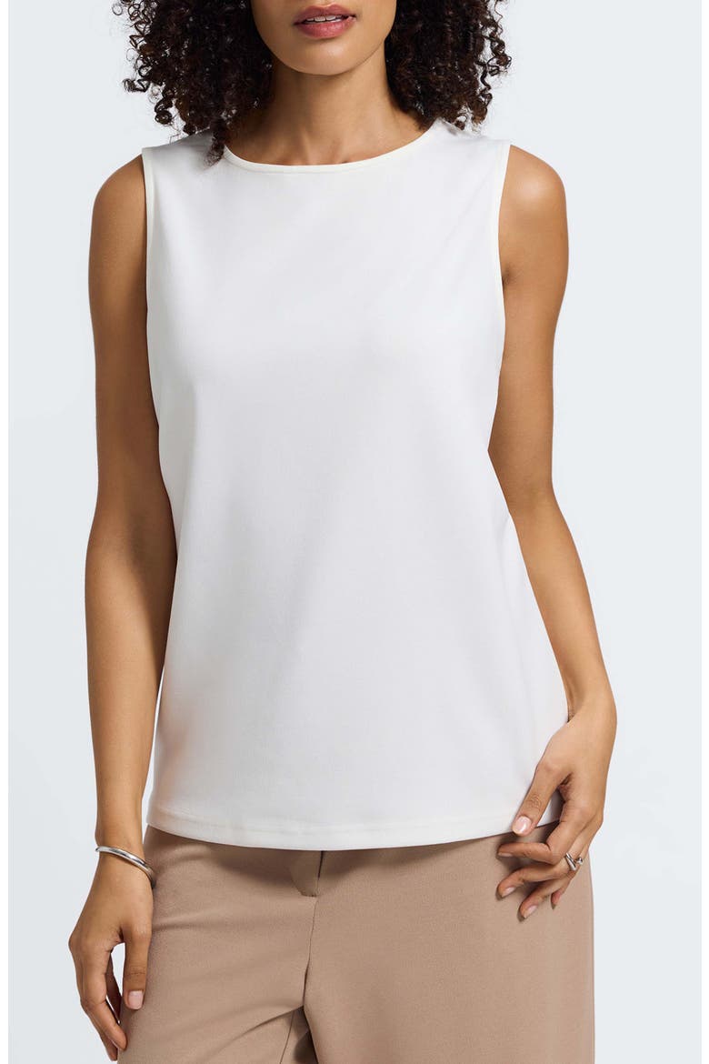 Callie Sleeveless Crepe Knit Top, Alternate, color, ECRU