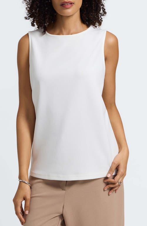 Foxcroft Callie Sleeveless Crepe Knit Top In White