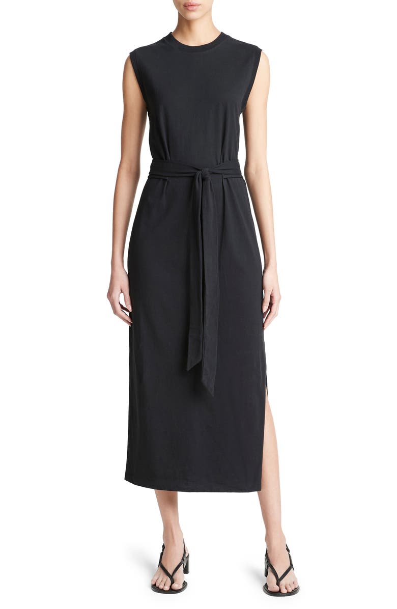 Sleeveless Cotton Knit Midi Dress