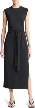 Vince Sleeveless Cotton Knit Midi Dress