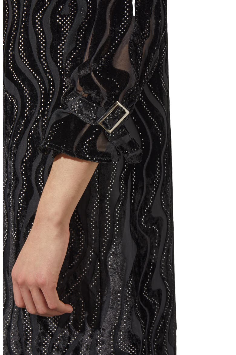 Beaded Velvet Burnout Shift Dress, Alternate, color, BLACK