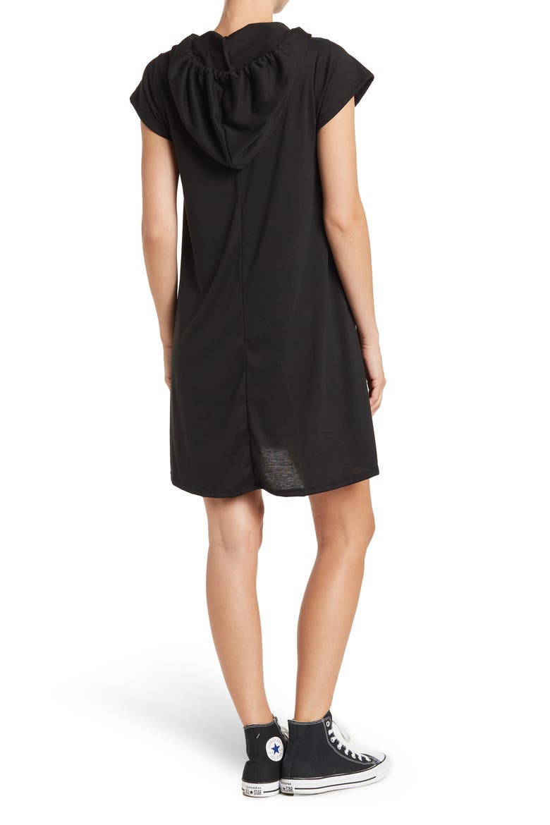 Cap Sleeve Cover-Up Hoodie Dress, Alternate, color, BLACK