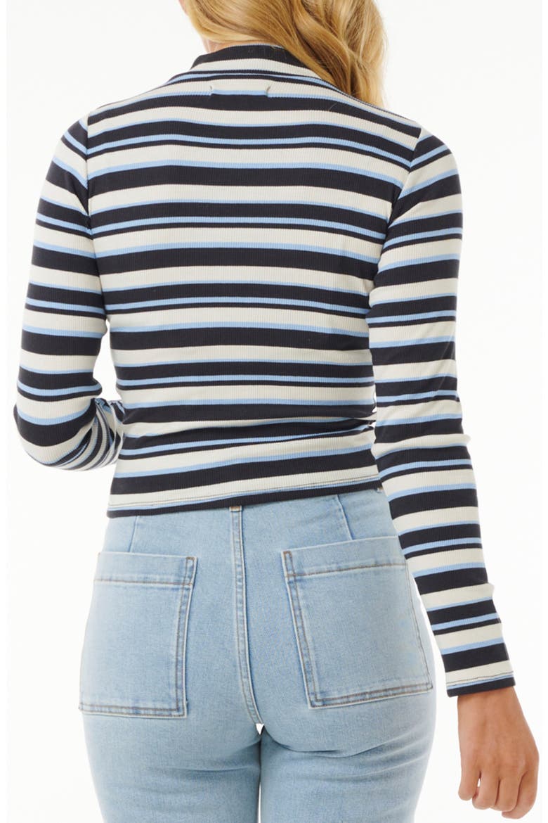 The Search Stripe Cotton Mock Neck Top, Alternate, color, WASHED BLACK
