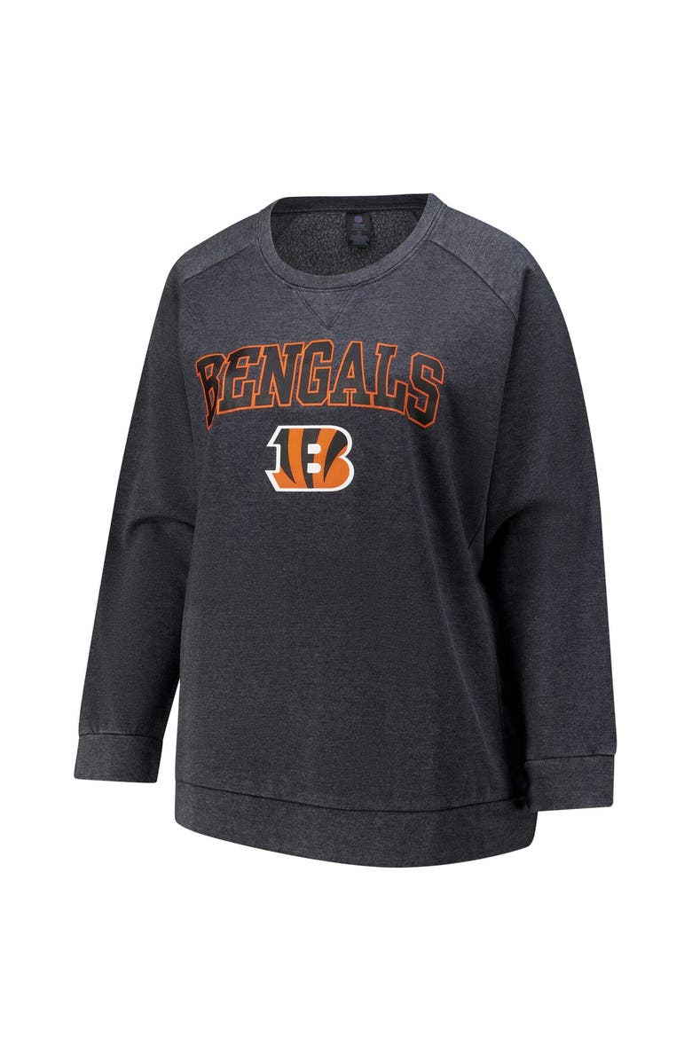 PROFILE Women's Fanatics  Charcoal Cincinnati Bengals Acid Wash Raglan Pullover Sweatshirt, Alternate, color, Charcoal