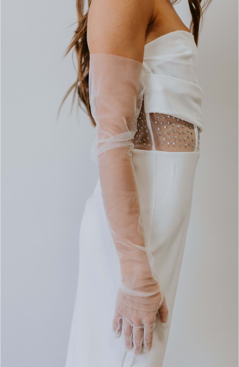 Untamed Petals Bishop Gloves, Alternate, color, Ivory