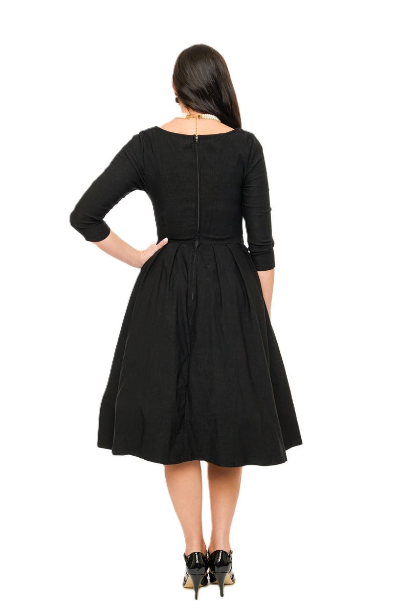 Unique Vintage 1950s Front Twist Swing Dress, Alternate, color, Black