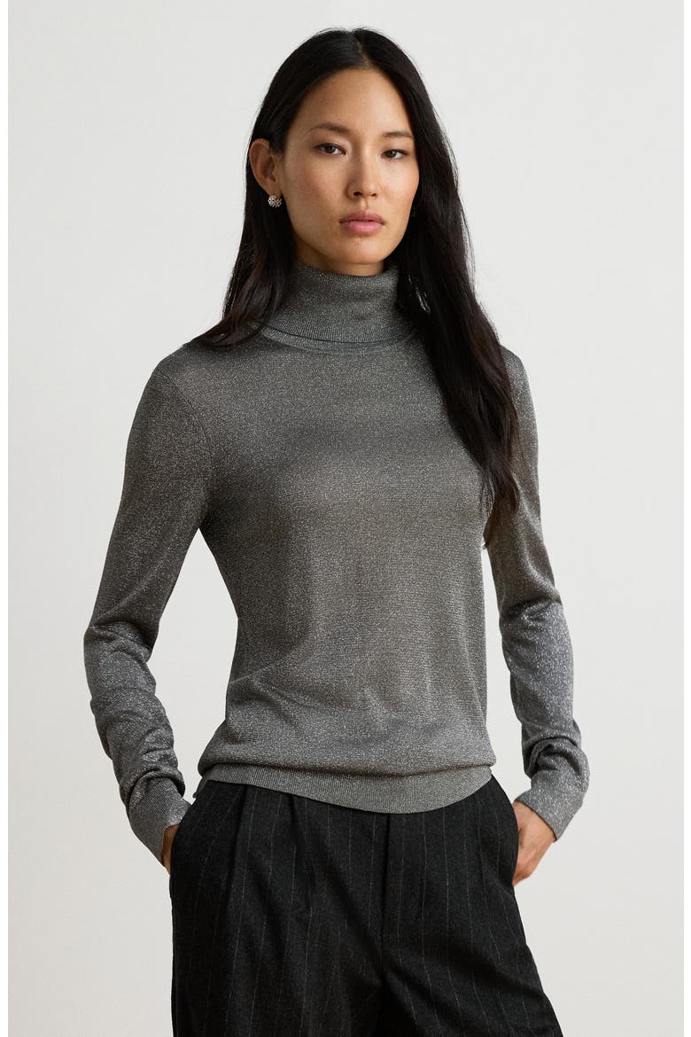 Metallic Turtleneck Sweater, Alternate, color, BLACK/ MULTI