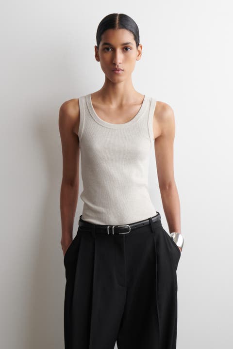 Ribbed-Cotton Round-Neck Tank Top