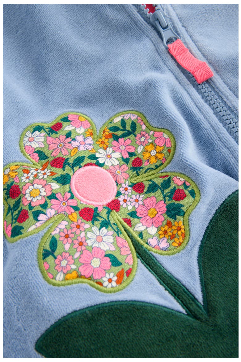 Kids' Velour Full Zip Hoodie, Alternate, color, BLUE FLOWERS