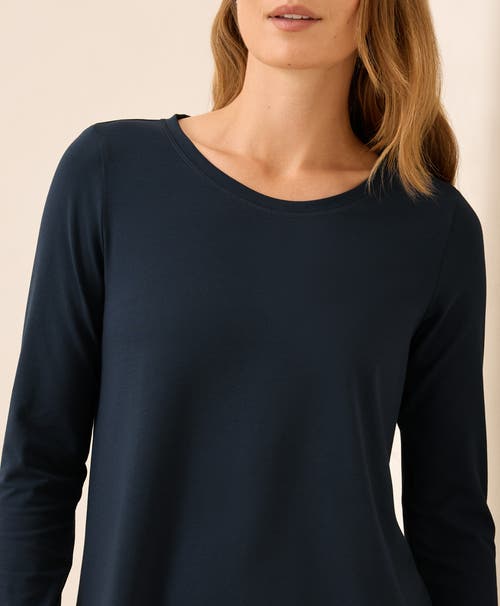Pact Luxe Stretch Jersey Swing Long Sleeve Tee In Blue