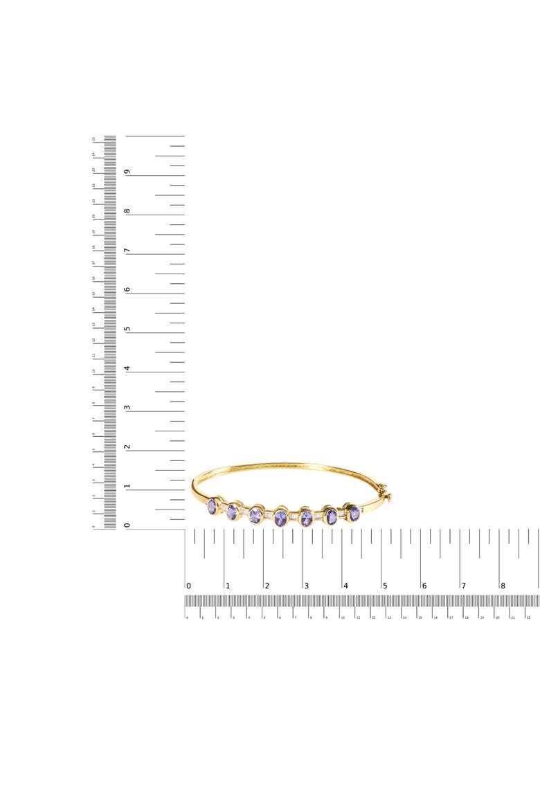 14K Yellow Gold Alternating Tanzanite and 1/5 Cttw Diamond Bangle Bracelet, Alternate, color, Yellow