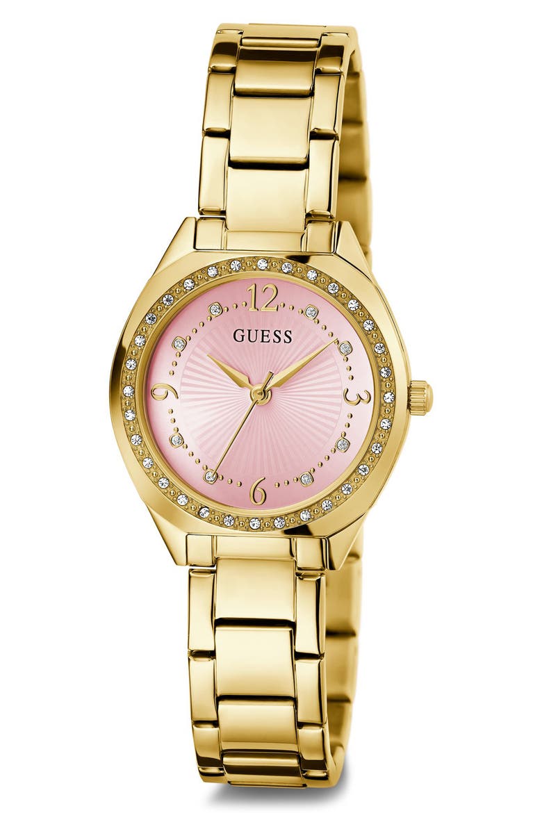 Crystal Bezel & Markers Bracelet Watch, 30mm, Alternate, color, PINK
