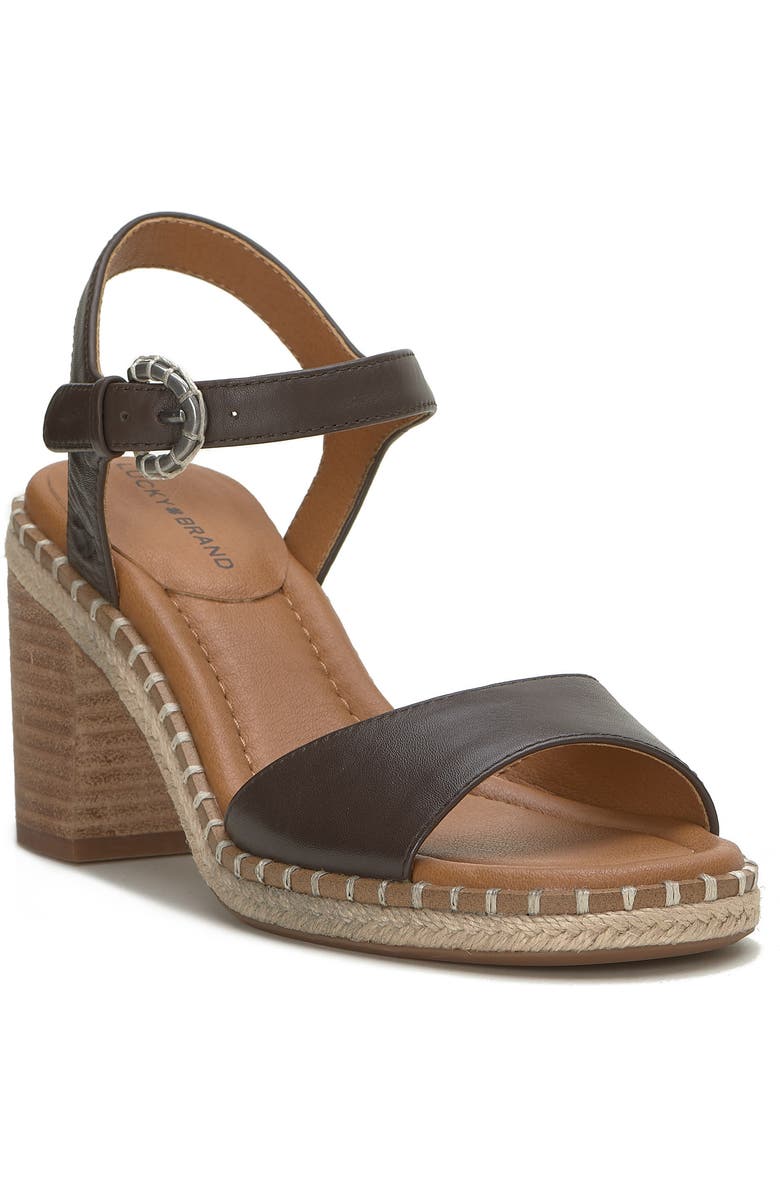 Lucky Brand Jennyl Ankle Strap Espadrille Sandal, Main, color, Chocolate