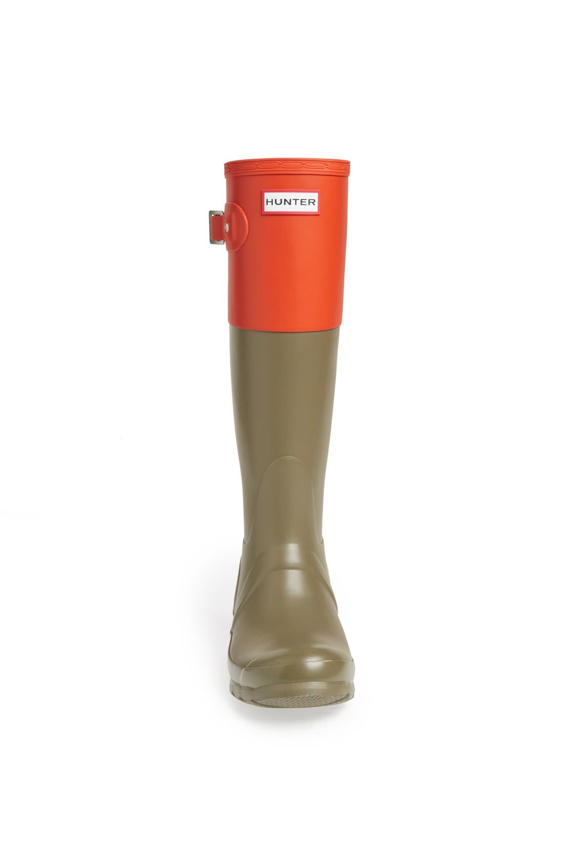 'Original Colorblock' Rain Boot, Alternate, color, OLIVE/ CLEMENTINE