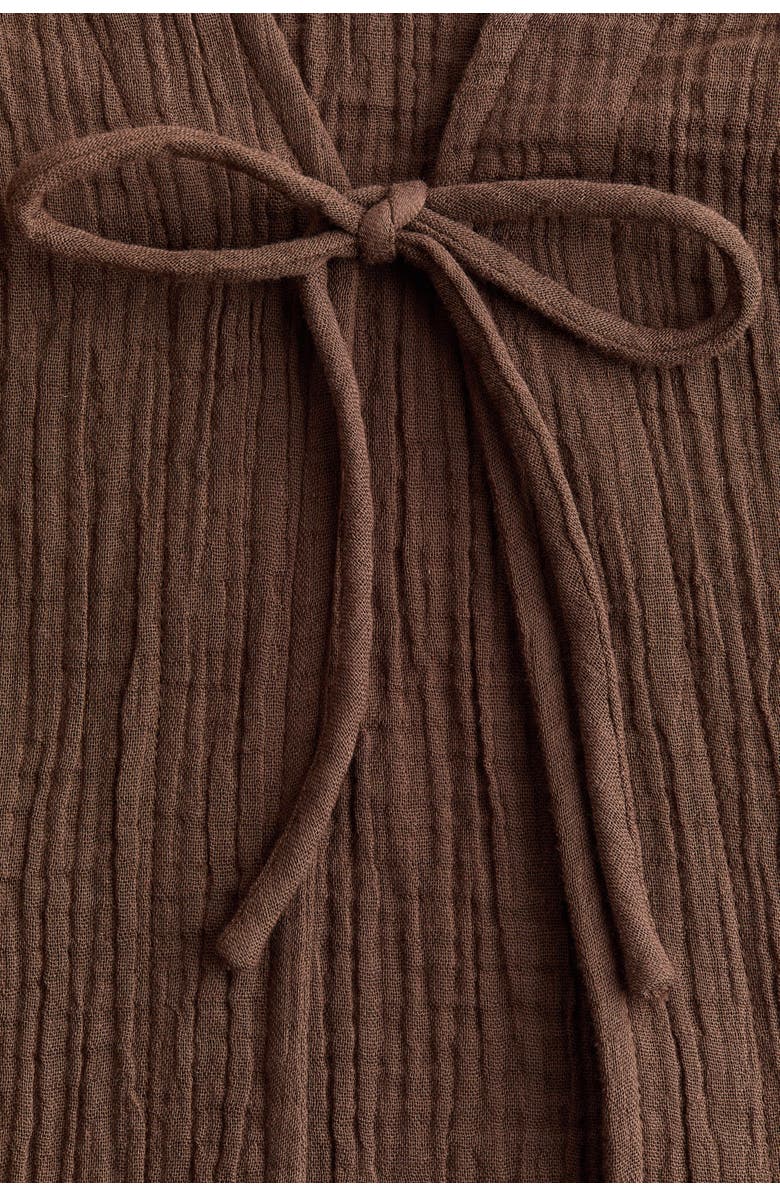 H&M Tie-front muslin jacket, Alternate, color, Dark Brown