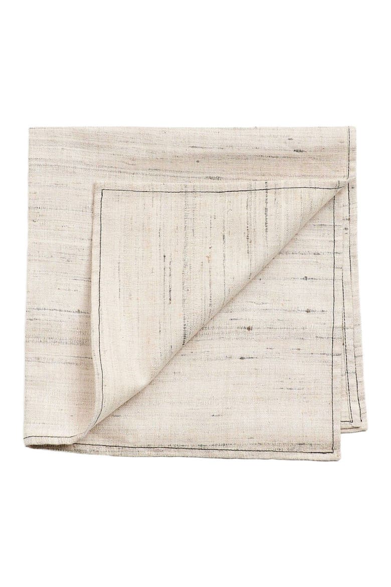 Kora Off White Peace Silk Handloom Napkin - Set of 4, Alternate, color, White