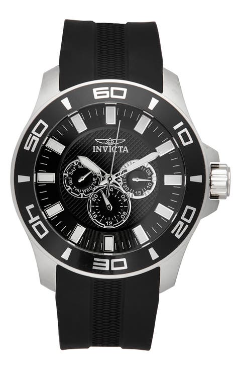 Pro Diver Quartz Silicone Strap Watch, 50mm x 14mm